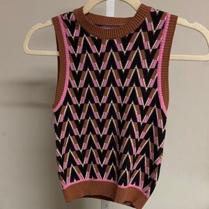RSQ Brown and Pink Geometric Knit Tank